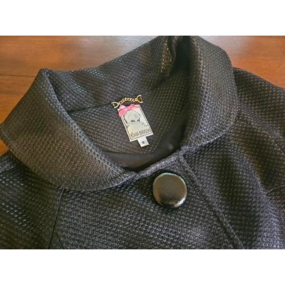 Yoana Baraschi Cropped Jacket Womens 8 Black Textured Metallic Portrait Collar